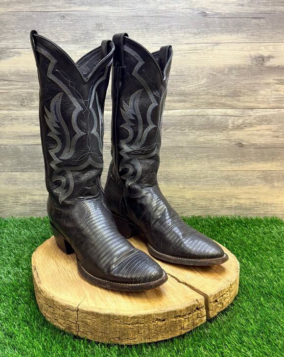Justin Men - Size 7.5D - Black Teju Lizard Cowboy Boots 8313 main image 7